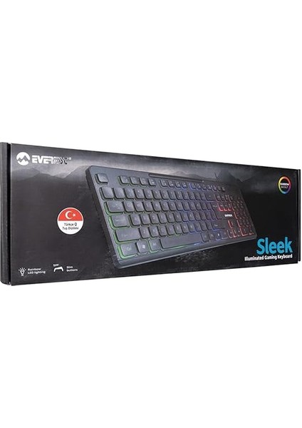 KB-120 Sleek Siyah USB Gökkuşağı Aydınlatmalı Q Gaming Oyuncu Klavyesi fiyatları