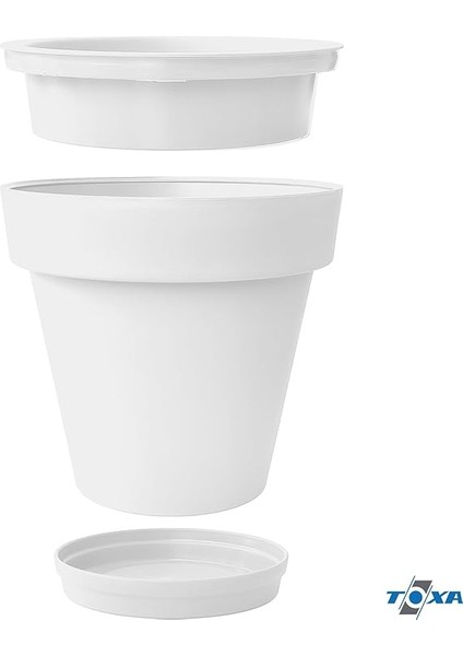 Fulya Saksı Drenajlı Dekoratif Mat Plastik Çiçek Saksısı (Beyaz Tabaklı, 50 Litre) indirimleri