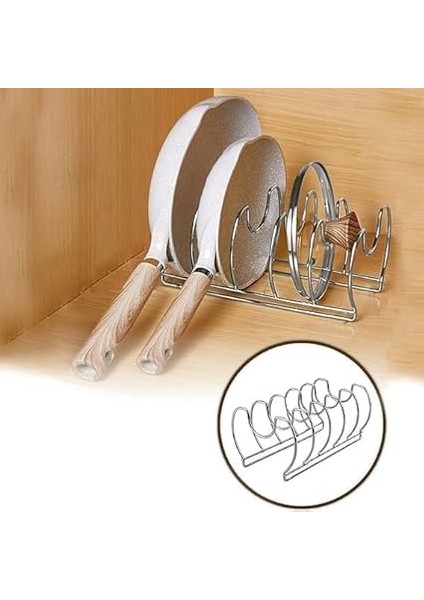 Tava ve Tencere Kapağı Düzenleyici Mutfak Dolap ve Çekmece Organizeri 5 Bölmeli Mat Metal modelleri