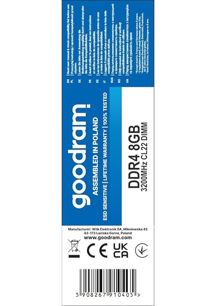 8gb Ddr4 3200MHZ Ram – CL22, 1.2V, Udımm, GR3200D464L22S/8G fiyatları