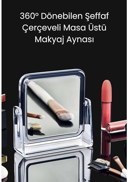 Çift Taraflı Büyüteçli Kare Makyaj Aynası, 360° Döner Mekanizmalı ve Taşınabilir Kompakt Tasarım indirimleri