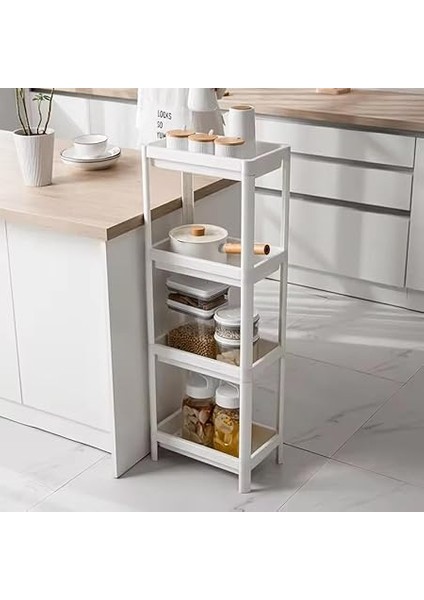 Home 4 Katlı Geçmeli Plastik Banyo ve Mutfak Organizeri, Kolay Montajlı 4 Katlı Raf, Mutfakta ve Banyoda Kullanım Için Ideal, Dayanıklı Depolama Çözümü (Beyaz) fiyatları