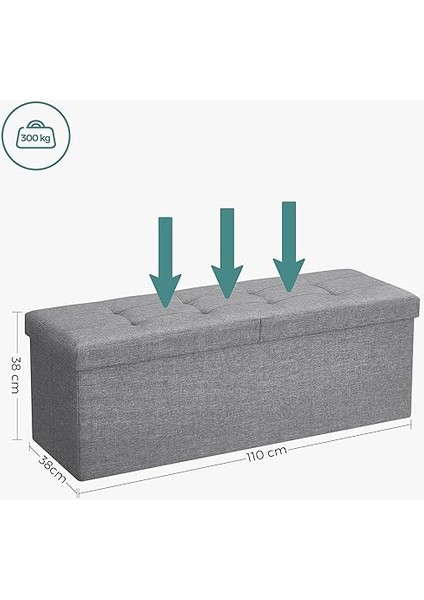 Depolama Alanlı Tabure, 110 x 38 x 38 Cm, 300 Kg'a Kadar Dayanıklı, Açık Gri LSF71G modelleri