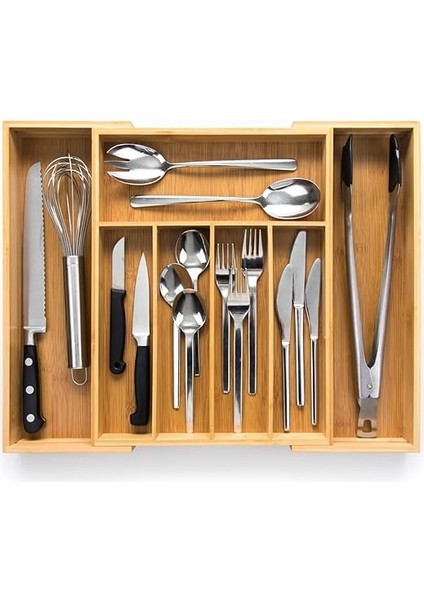 7 Bölmeli Bambu Kaşıklık – Antibakteriyel Çekmece Içi Düzenleyici Organizer | Doğal Ahşap, Şık ve Dayanıklı Tasarım fırsatları
