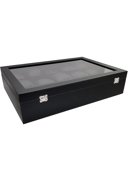 Siyah Deri 15 Li Üzeri Cam Saat Kutusu ST15-68 modelleri