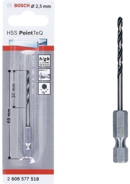 Pointteq Altıgen Şaftlı Hss Matkap Ucu 2,5 mm