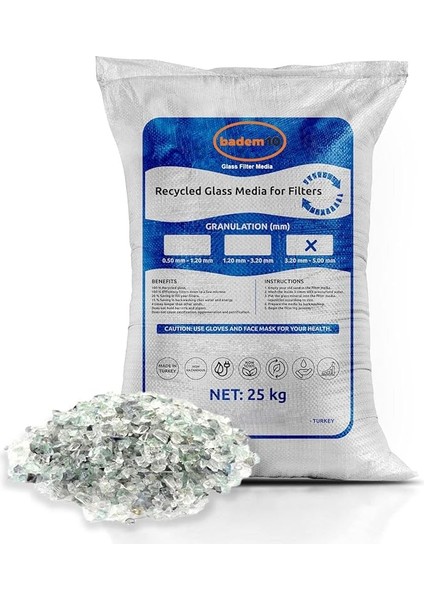 Cam Filtre Medyası 25 kg Havuz Filitre Temizleme Cam Kumu 3.20-5.00 mm
