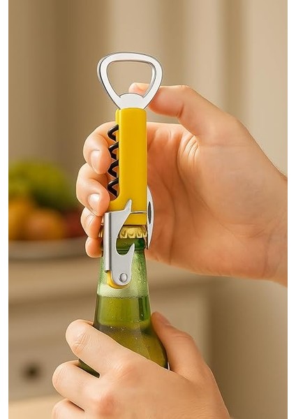 Store Paslanmaz Çelik Türbişonlu Şarap ve Şişe Açacağı – Ergonomik Kolu ve Dişli Mekanizmalı, Kolay Kullanım, (Siyah) indirimleri