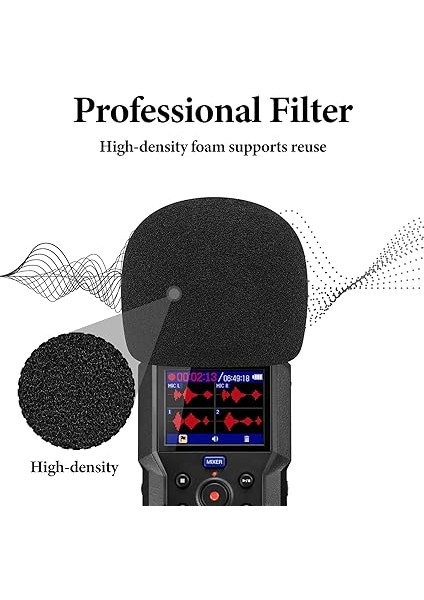Yaratıcılar Için Köpük Ön Cam Zoom H4 Essential Recorder ile Uyumlu, Mikrofon Rüzgar Kapağı, Sünger Filtresi, Taşınabilir Dijital Kayıt Cihazı (Siyah / 2'li Paket) modelleri