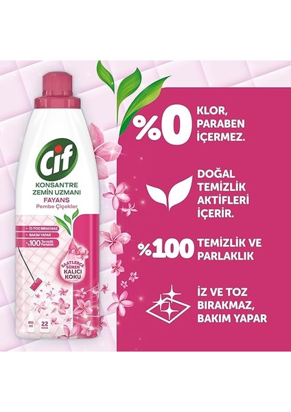 Pembe Çiçekler Konsantre Zemin Uzmanı Fayans Temizleyicisi 22 Kova 895 ml indirimleri