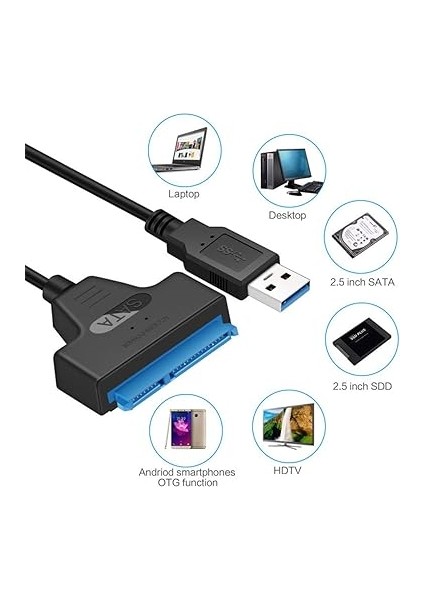 USB 3.0 To Sata 3 Kablosu 6 Gbps 2.5 Inch HDD SSD 22 Pin indirimleri
