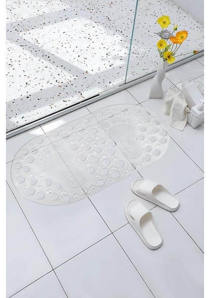 Mark Premium Serisi Banyo - Küvet Içi Kaydırmaz Vantuzlu Ayak Desenli Paspas 66,5 x 36,5 Cm, Beyaz fiyatları