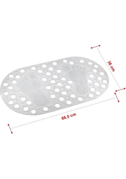 Mark Premium Serisi Banyo - Küvet Içi Kaydırmaz Vantuzlu Ayak Desenli Paspas 66,5 x 36,5 Cm, Beyaz modelleri