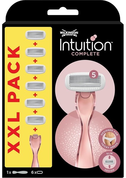 Sword - Intuition Complete For Women | Smooth Shave | Razor Handle + 6 Blade Refill,pembe, 1 Adet (1'li Paket)