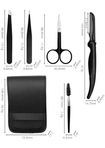 5 Parça Kaş Usturalı Deri Çantalı Cımbız Seti Siyah modelleri