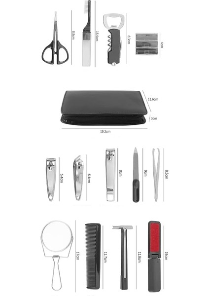 Için 13'lü Seyahat Boy Deri Çantalı Bakım Set Tırnak Makas-Cımbız-Ayna-Törpü-Jilet-Makas fırsatları