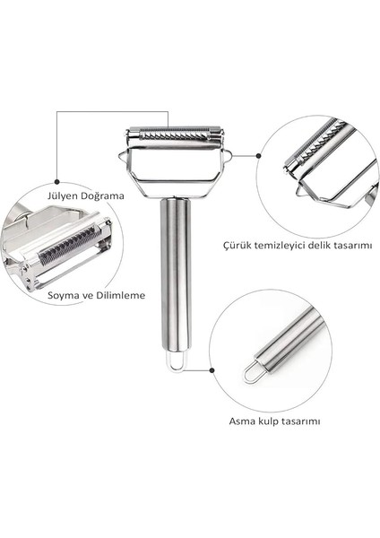 Çelik Turbo Jülyen Soyacak Sebze ve Meyve Soyucu Pratik Soyacak indirimleri