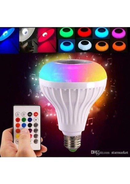 LED Ampul Hoparlör Mp3çalar Renkli LED Disko Ampul