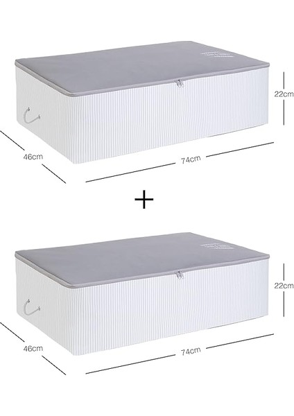 Home Textile 2 Adet Mega Boy Gri Çizgili Stuff&things Baza Altı Hurç Set 74 x 46 x 22 cm fiyatları