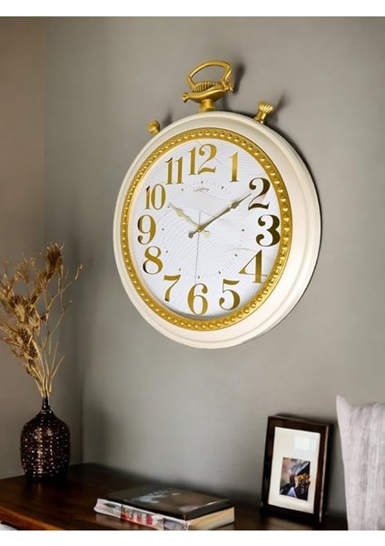 736-CA Serisi Köstekli Saat Görünümlü Sessiz Akar Duvar Saati 50 cm Gold fiyatları