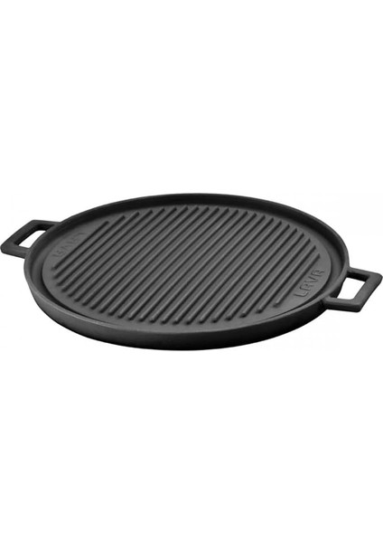 Döküm Yuvarlak Çift Yön Izgara Tavası Döküm Demir Yekpare Çift Kulplu ÇAP(Ø)34CM.