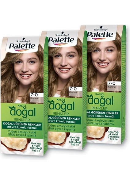 Kalıcı Doğal Renkler Saç Boyası 7-0 Kumral x 3 Adet