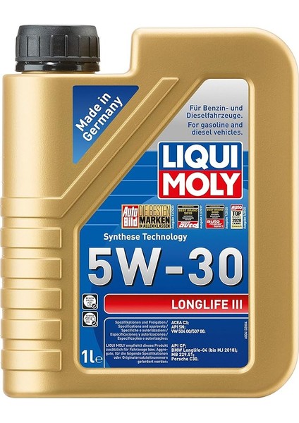 Moly Longlife Iıı 5W-30 1 Litre Otomotiv Bakım Ürünü