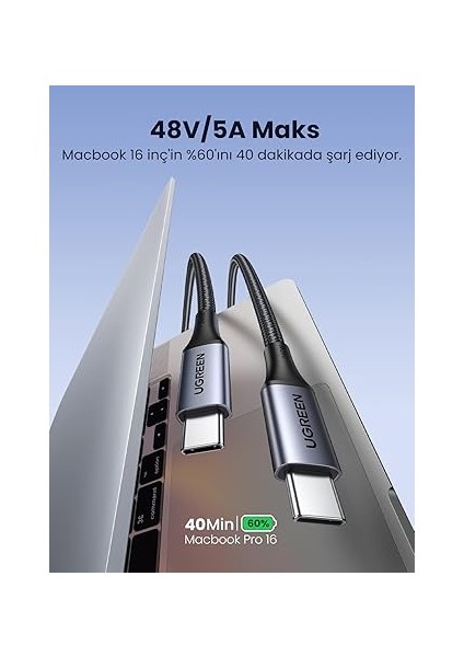 USB C To Type-C Pd 3.1 240W 5A Hızlı Şarj ve Data Kablosu 2 Metre fiyatları