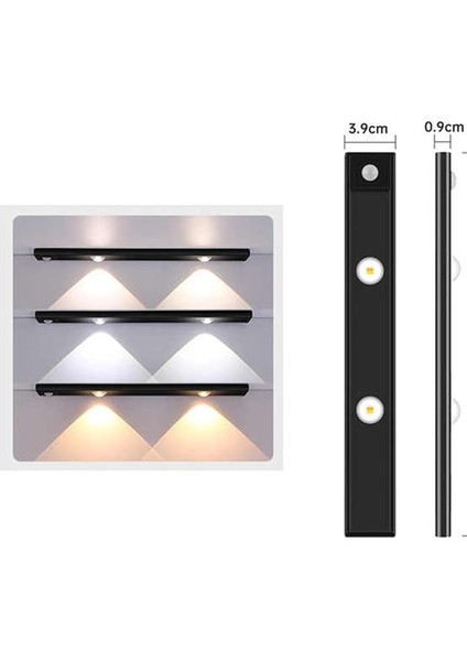 Sensörlü Slim LED Kabin Armatürü Dekoratif Dim Edilebilir USB Şarjlı Aydınlatma (Siyah, 20 Cm) fiyatları
