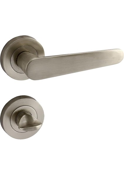 Kayı Saten Wc Banyo Uyumlu Kapı Kolu Daire Rozetli Kapı Kulpu Sağa Sola Uygun Kapı Kolları