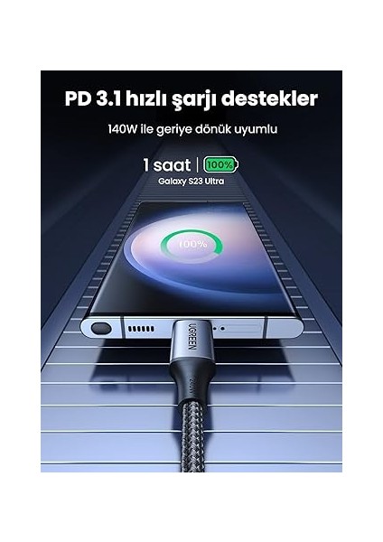 USB C To Type-C Pd 3.1 240W 5A Hızlı Şarj ve Data Kablosu 2 Metre modelleri