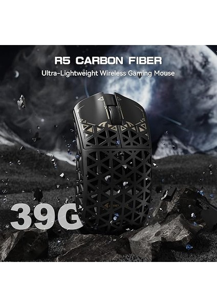 Shark R5 Ultra Kablosuz Oyun Fare Yüksek Hızlı Karbon Fiber Ultra Hafif 39G Kablo 2.4g/bt/usb-C Sensörü, PAW3950MAX Sensör, Kablosuz Problama Hızı 8khz, 42KDPI, Pc/mac - Siyah fiyatları