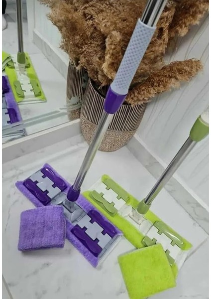 Sihirli Teleskobik Mandallı Mop.yedek Bez Hediyeli.fayans,duvar,yüzey ve Cam Temizlik Paspası Yeşil (NKS125) modelleri