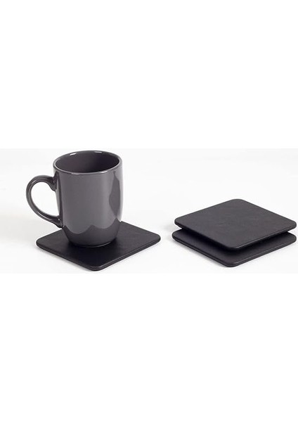 Office Deri Bardak Altlığı Düz Siyah 3 Adet