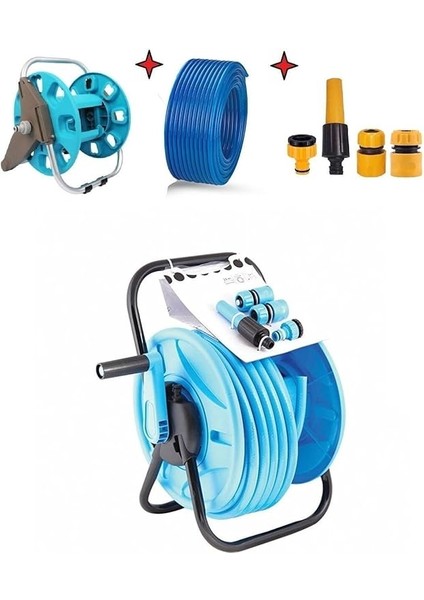 Makaralı Bahçe Hortumu Bahçe Sulama Hortum Makara Kaplin Tabanca Seti 25METRE Hortum ve Su Püskürtme modelleri