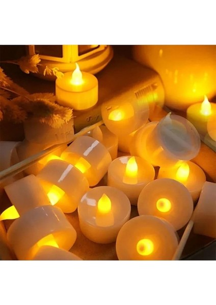 Dekor Işıklı Ramazan Mumları 24 LED Işıklı Mum Gün Işığı Pilli LED Işık Mum Pilli Mum Gün Işığı LED Gün Işığı