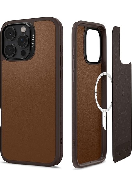 Ciel By Cyrıll iPhone 16 Pro Max Magsafe Kılıf Kajuk Mag Hava Kanalı Teknolojisi™ Askeri Sınıf Koruma Saddle Brown Vegan Deri Kapak - ACS08397