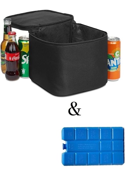 Çanta Soğuk Sıcak Tutucu Kamp Piknik Çantası Sıcak Soğuk Isı Yalıtımlı Çanta Soğuk Tutuculu Outdoor Çanta Buz (Siyah)