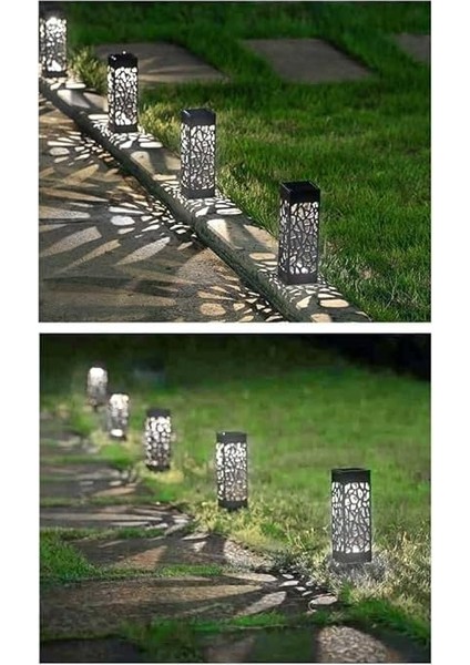 6'lı Solar Bahçe Lambası, LED Aydınlatmalı, 28 cm Çap, Abs Gövde, IP65 Su Geçirmez, Zemine Gömülebilir, Karanlıkta Otomatik Yanan, Gündüz Otomatik Şarj Olan Lamba, 040, Siyah modelleri