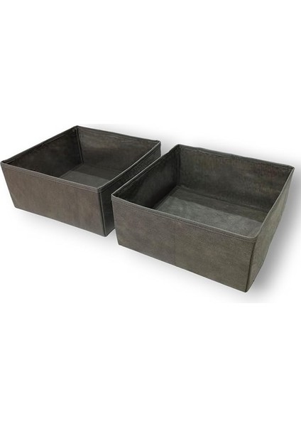Room Antrasit 2'li Çekmece Içi Düzenleyici Organizer Set - Çok Amaçlı Dolap Içi Kutu Seti (28 * 28 * 13CM)