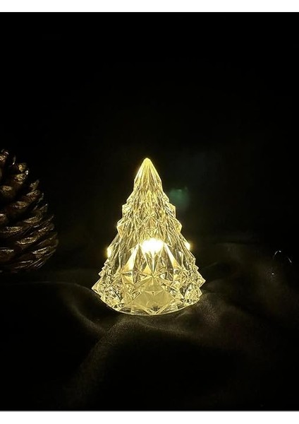 Kristal LED Çam Ağacı Mum 3'lü Alevli Yapay Mum Pilli Yılbaşı LED Işık Abajur fırsatları