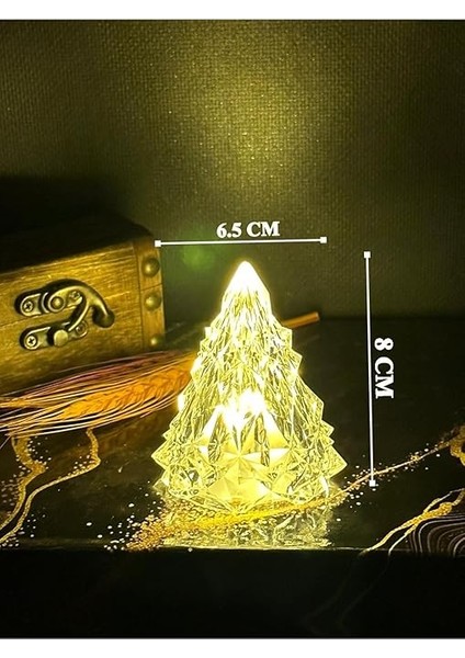 Kristal LED Çam Ağacı Mum 3'lü Alevli Yapay Mum Pilli Yılbaşı LED Işık Abajur indirimleri