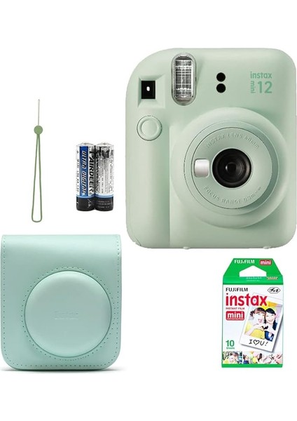 Fujifilm Mini 12 Fotoğraf Makinesi+Askı+Pil +10'lu Film+Çanta (Yeşil)