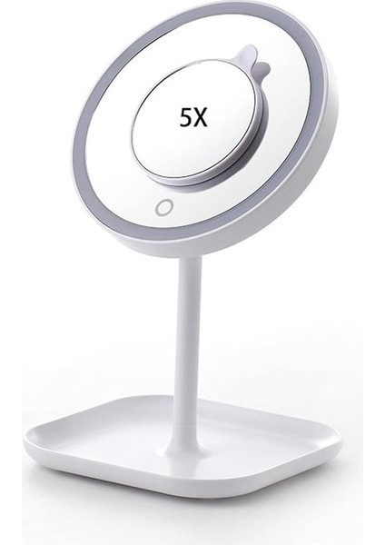 Of Myth - 1x+5x Zoom 23 LED Işıklı Makyaj Aynası, 360° Döner, Dokunmatik Sensörlü, Kablolu – Kablosuz Kullanım fiyatları