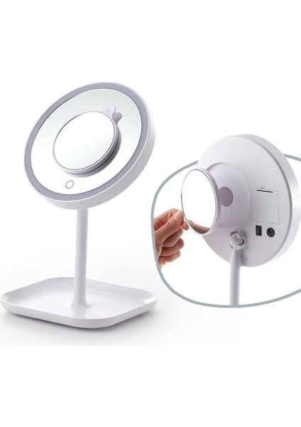 Of Myth - 1x+5x Zoom 23 LED Işıklı Makyaj Aynası, 360° Döner, Dokunmatik Sensörlü, Kablolu – Kablosuz Kullanım fırsatları