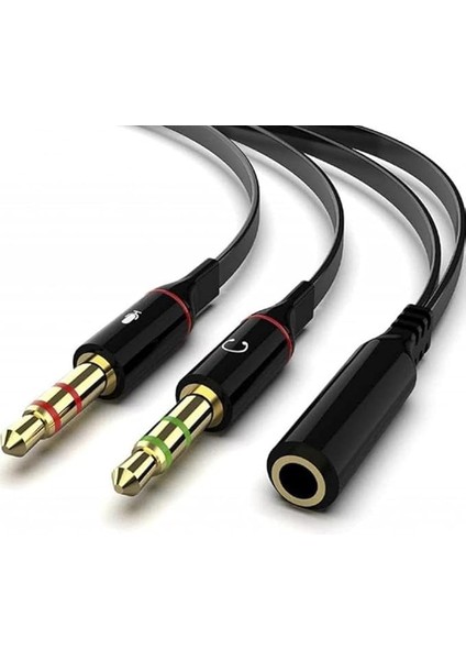 Girişli Kulaklığı Bilgisayara Bağlama, Kulaklık ve Mikrofon Ayırıcı, 1 Dişi 2 Ekek 3.5mm Jak Mikrofonlu Kulaklık Ayırıcı, Çevirici Aux 3.5mm Stereo Dişi x 2 Stereo Erkek Kulaklık Ayırıcı