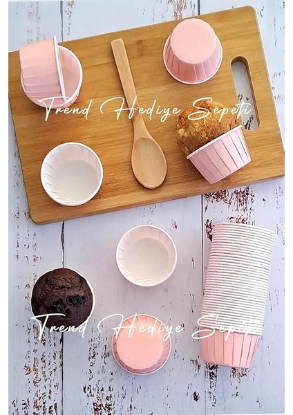 Hediye Sepeti 50'li Soft Pastel Pembe Muffin Cupcake Kalıbı Kek Kapsülü, Muffin Kek Kalıbı, Airfryer Uyumlu