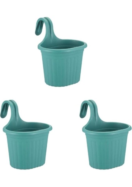 Askılı Balkon Saksıları, 22,2 Cm, 3 Litre, 3 Adet Yeşil