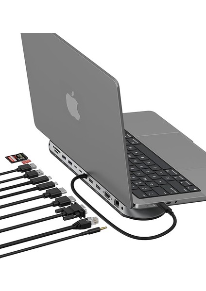 11'i 1 Arada Evrensel Usb-C Pro Bağlantı Istasyonunu 3 Monitör Desteğiyle Bağlayın, Silikon Hareket Teknolojisi - Mac, Windows ve Chromebook ile Çalışır - 10 Gbps Aktarım Hızları ve 2.5gbps
