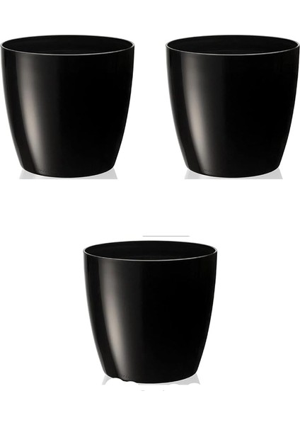 Iç Mekan Saksı, 1,9lt, 3 Adet, Parlak Siyah